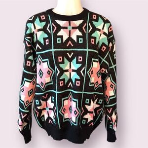 TYROLIA BY HEAD Vintage 80s Pastel Geometric Wool Blend Sweater
